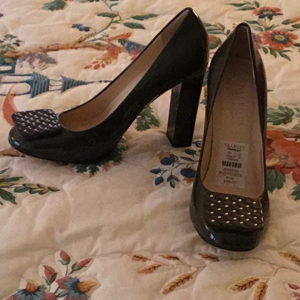 NWT Talbots green patent leather heels Vintage